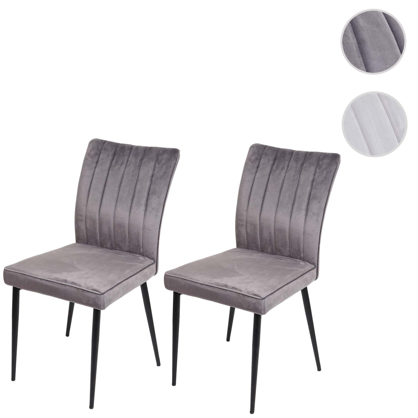 Cosmo Casa - Set van 2 Eetkamerstoelen - Gestoffeerd - Fluweel & Metaal - Donkergrijs
