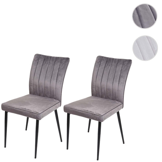 Cosmo Casa - Set van 2 Eetkamerstoelen - Gestoffeerd - Fluweel & Metaal - Donkergrijs