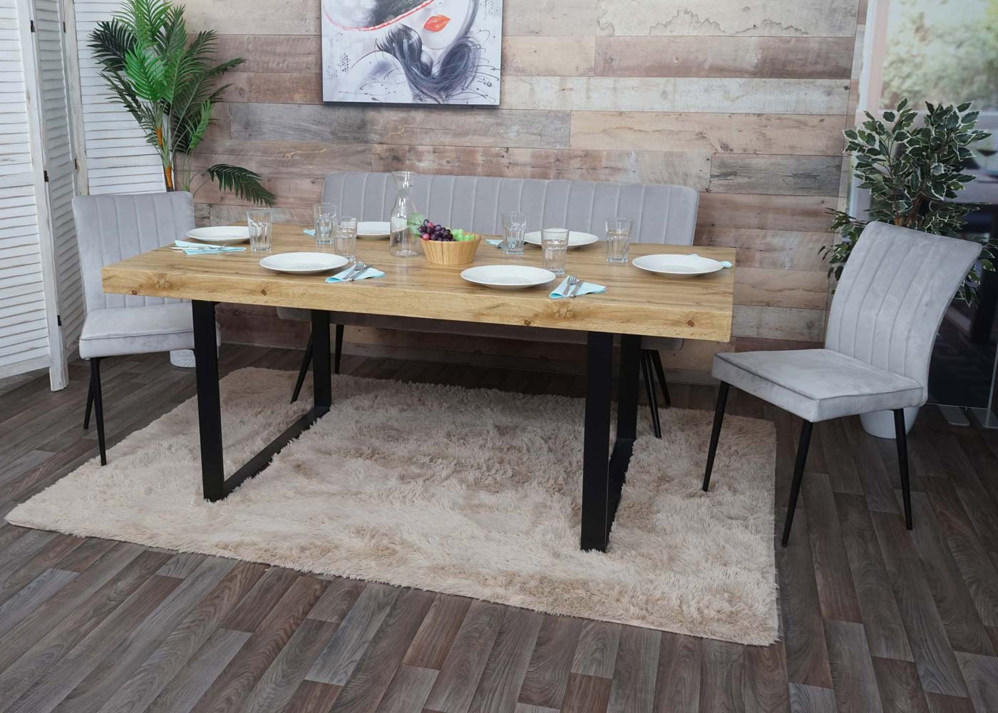 Cosmo Casa - Eetkamerset - Gastronomie - Fluweel & Metaal - Lichtgrijs