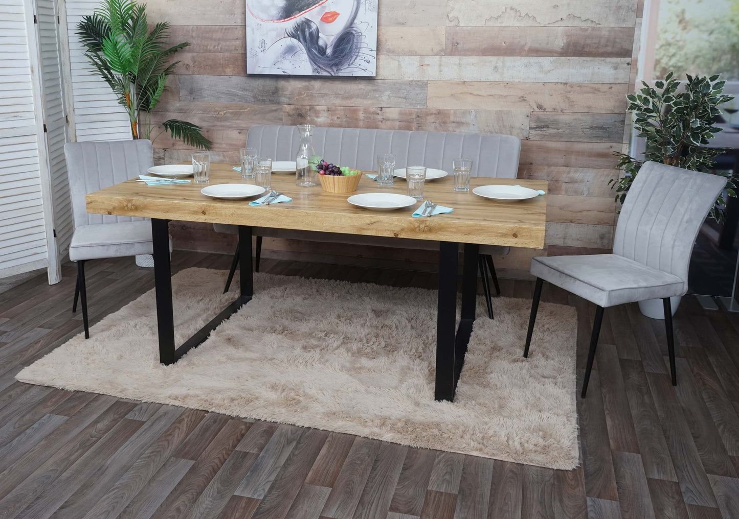 Cosmo Casa - Eetkamerset - Gastronomie - Fluweel & Metaal - Lichtgrijs