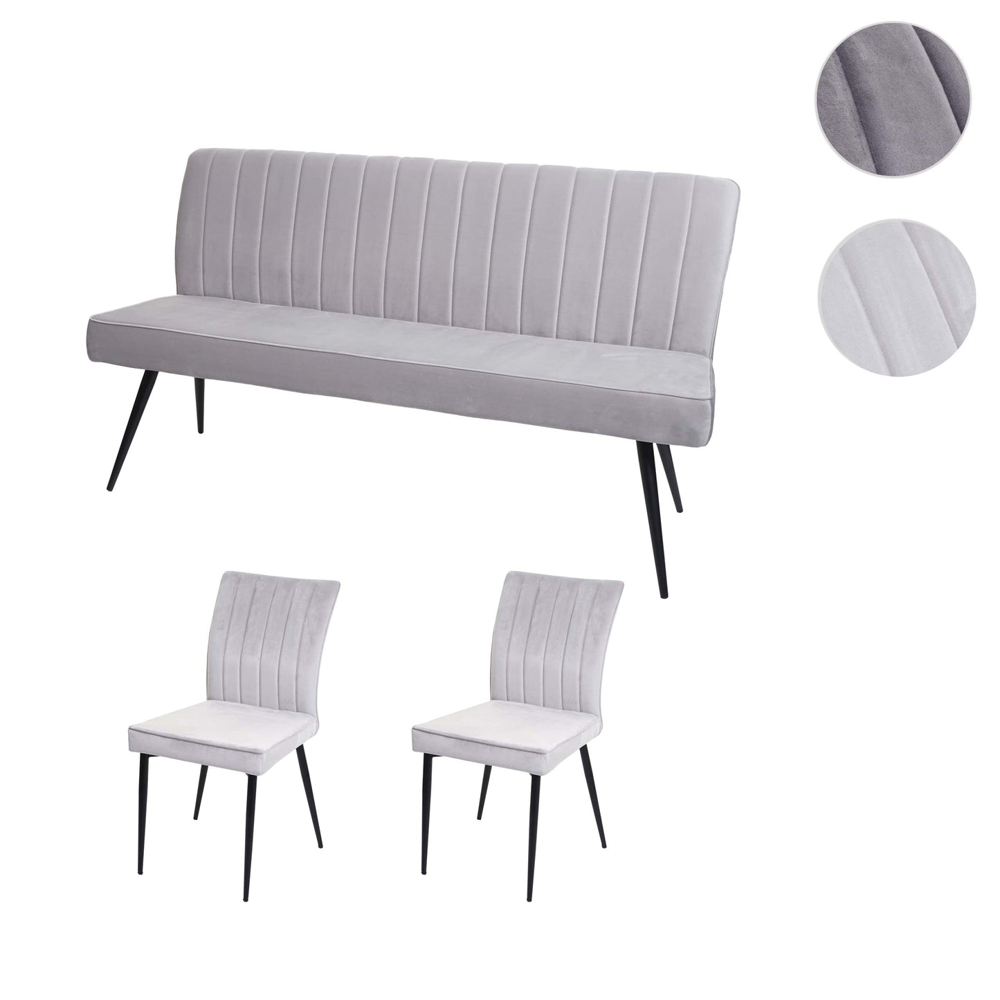 Cosmo Casa - Eetkamerset - Gastronomie - Fluweel & Metaal - Lichtgrijs