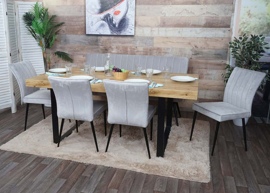 Cosmo Casa - Set van 2 Eetkamerstoelen - Gestoffeerd - Fluweel & Metaal - Lichtgrijs