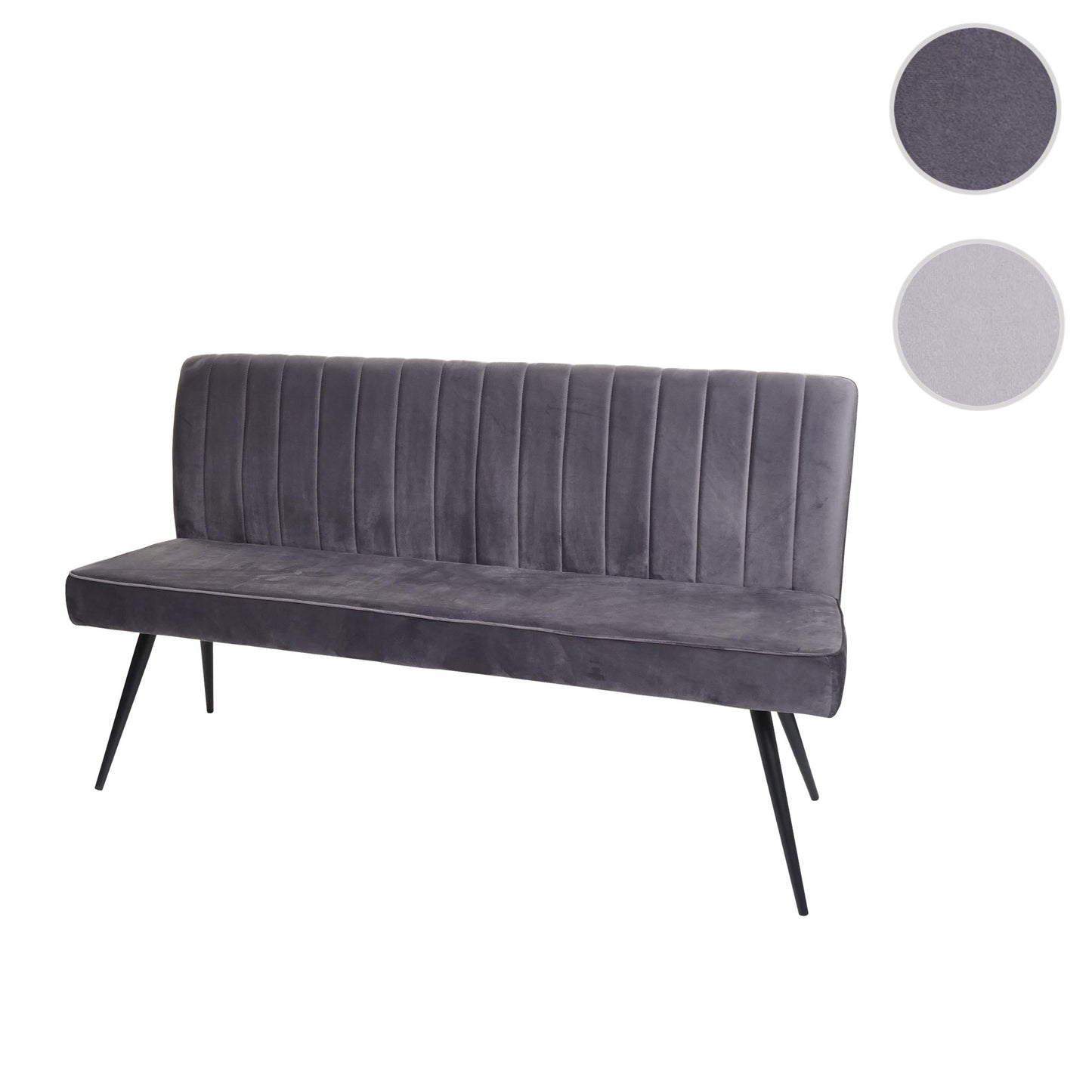 Cosmo Casa - Bank - Gestoffeerd - Textiel & Metaal - Donkergrijs - 160 cm