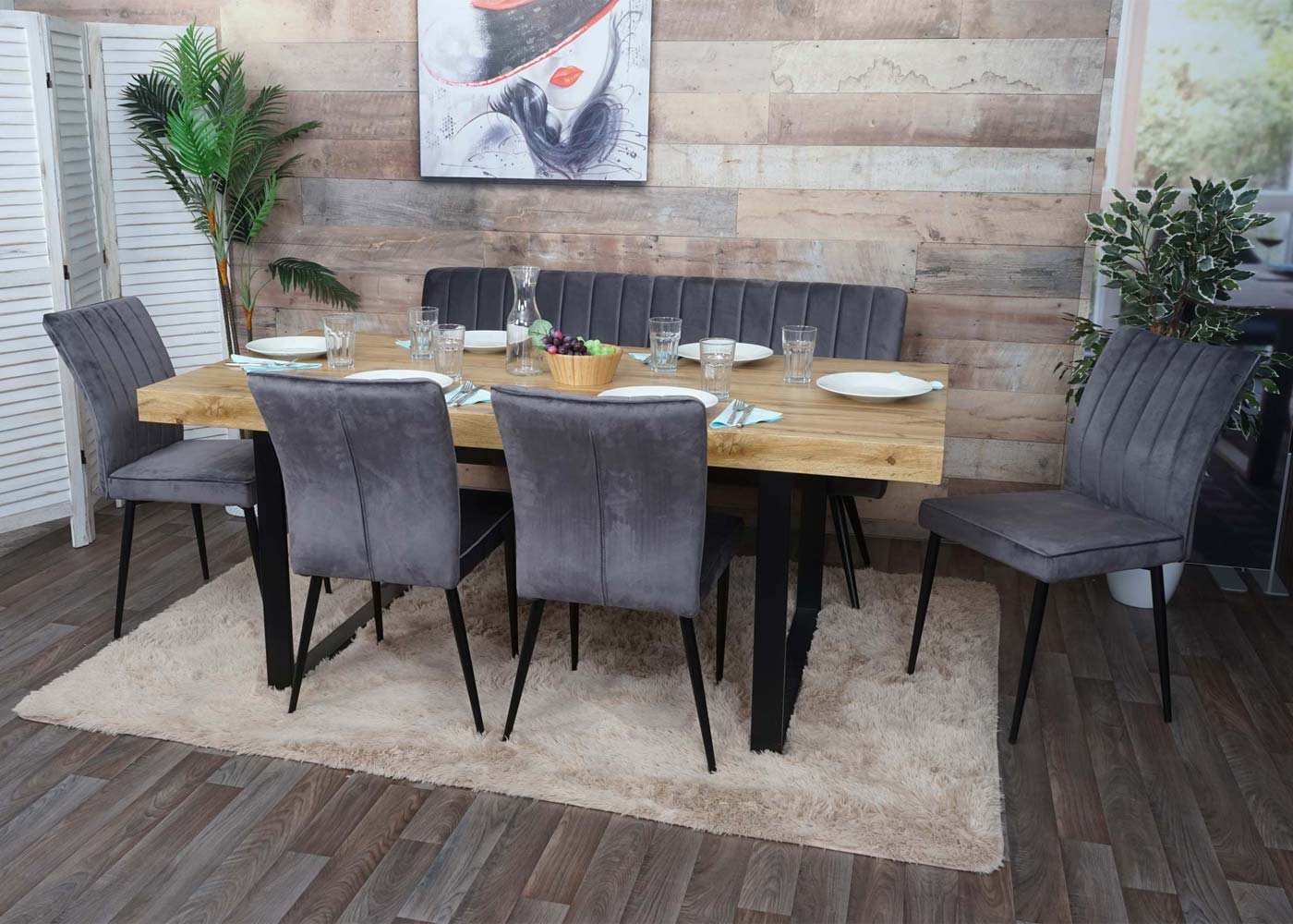 Cosmo Casa - Bank - Gestoffeerd - Textiel & Metaal - Donkergrijs - 160 cm