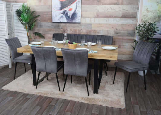 Cosmo Casa - Bank - Gestoffeerd - Textiel & Metaal - Donkergrijs - 160 cm