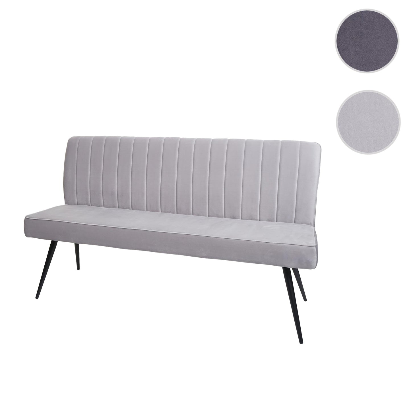 Cosmo Casa - Bank - Gestoffeerd - Textiel & Metaal - Lichtgrijs - 160 cm