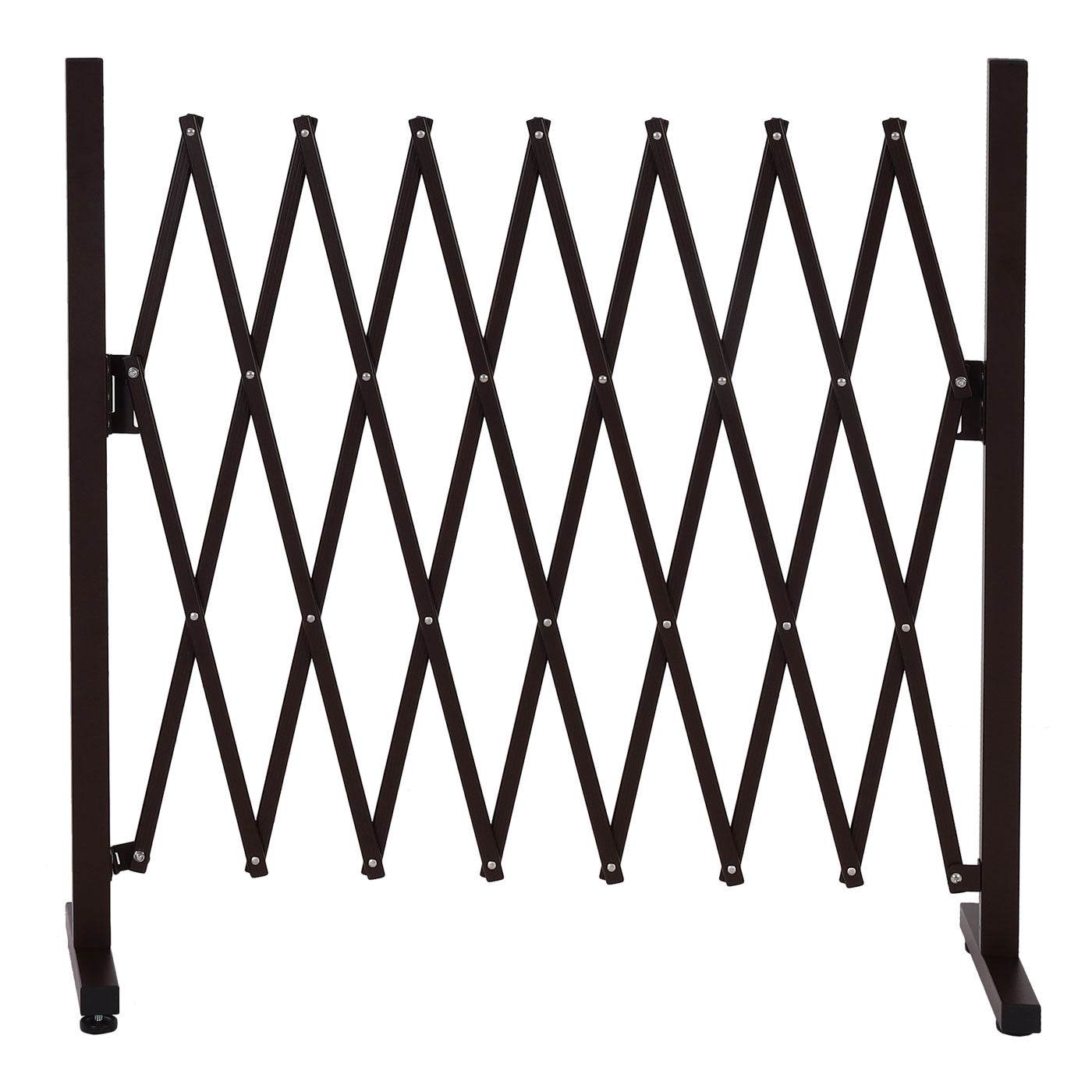 Cosmo Casa - Sperrooster - Uitschuifbaar draaibaar schaarrooster beschermrooster hekwerk - Staal - Bruin - 103×31–200×31 cm