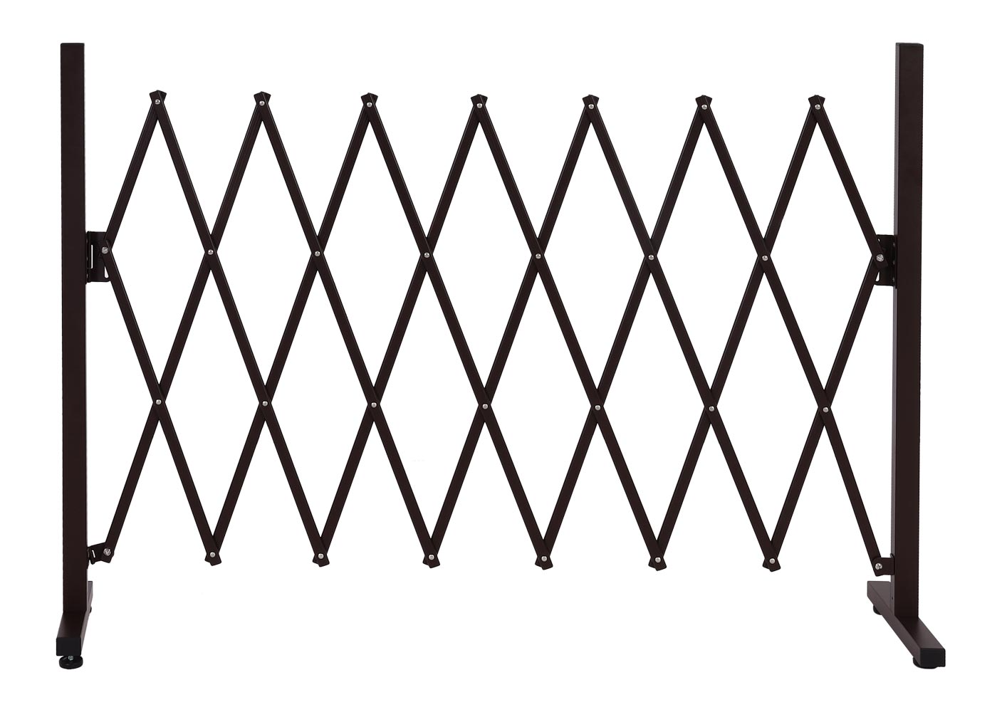 Cosmo Casa - Sperrooster - Uitschuifbaar draaibaar schaarrooster beschermrooster hekwerk - Staal - Bruin - 103×31–200×31 cm