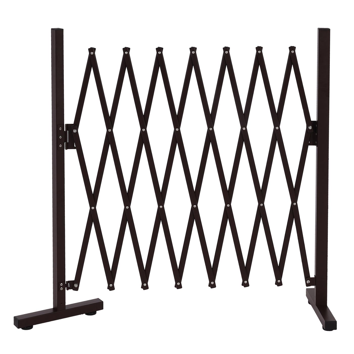 Cosmo Casa - Sperrooster - Uitschuifbaar draaibaar schaarrooster beschermrooster hekwerk - Staal - Bruin - 103×31–200×31 cm