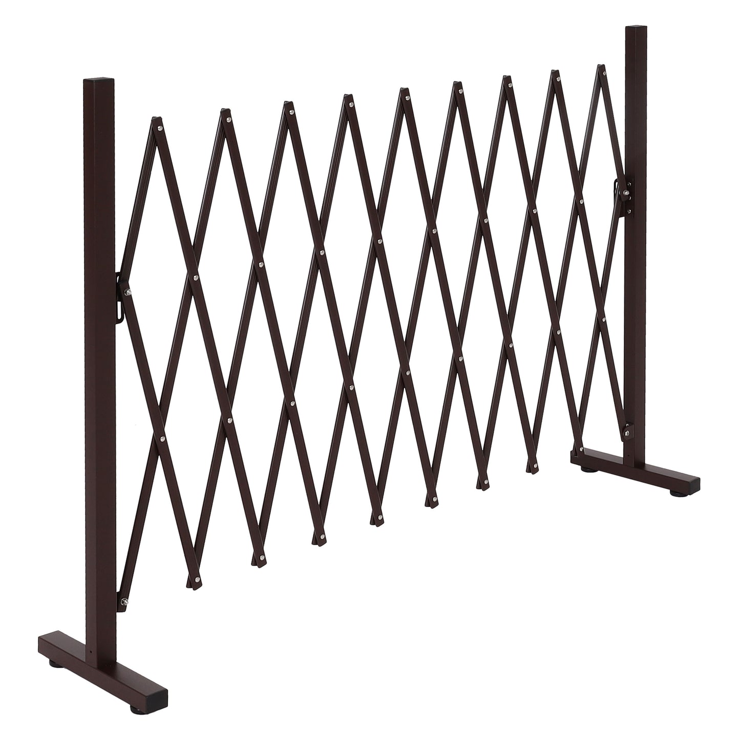 Cosmo Casa - Sperrooster - Uitschuifbaar draaibaar schaarrooster beschermrooster hekwerk - Staal - Bruin - 103×36–265×31 cm