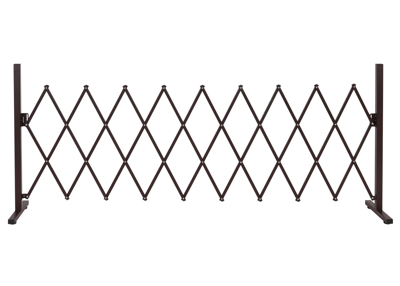 Cosmo Casa - Sperrooster - Uitschuifbaar draaibaar schaarrooster beschermrooster hekwerk - Staal - Bruin - 103×36–265×31 cm