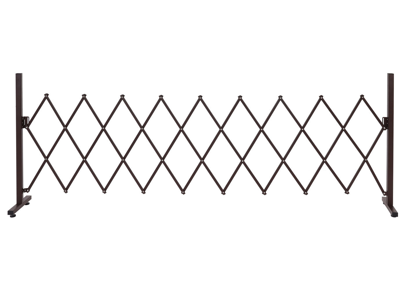 Cosmo Casa - Sperrooster - Uitschuifbaar draaibaar schaarrooster beschermrooster hekwerk - Staal - Bruin - 103×36–265×31 cm