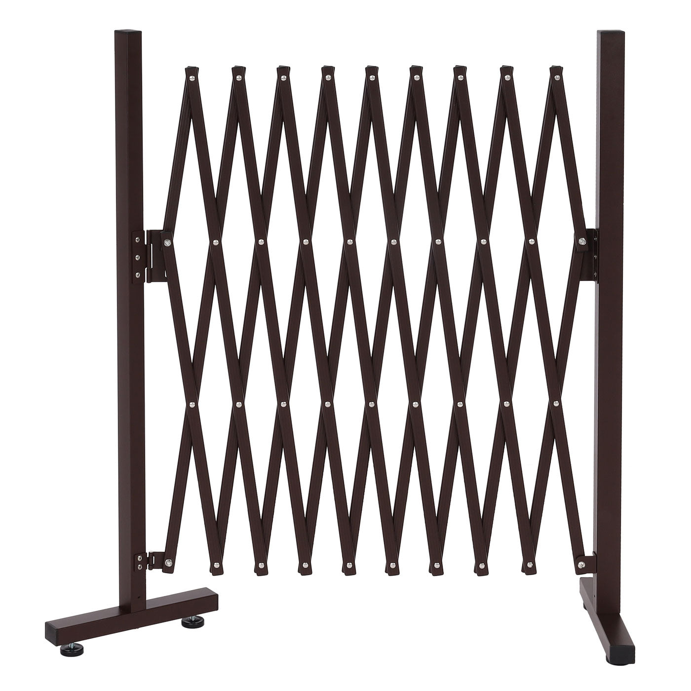 Cosmo Casa - Sperrooster - Uitschuifbaar draaibaar schaarrooster beschermrooster hekwerk - Staal - Bruin - 103×36–265×31 cm