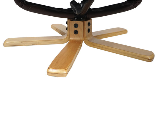 Cosmo Casa - Ontspanningsstoel - TV-stoel met Hocker - Kunstleer & Eucalyptushout - Roodbruin