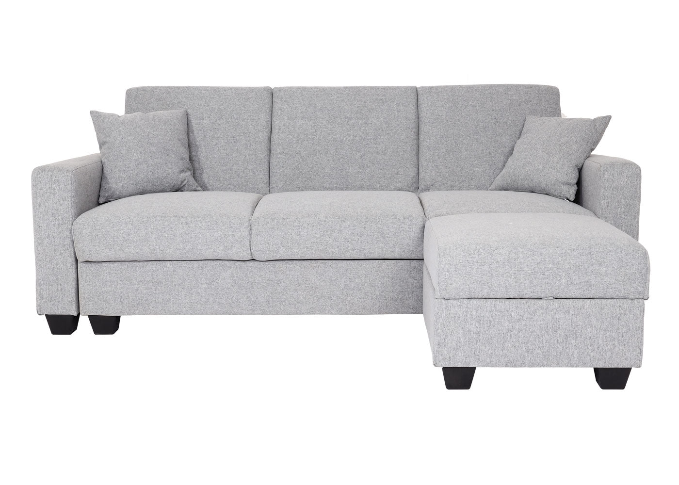 Cosmo Casa - Bank met Poef - Slaapfunctie - Textiel - Lichtgrijs - 217×145 cm