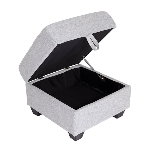 Cosmo Casa - Bank met Poef - Slaapfunctie - Textiel - Lichtgrijs - 217×145 cm