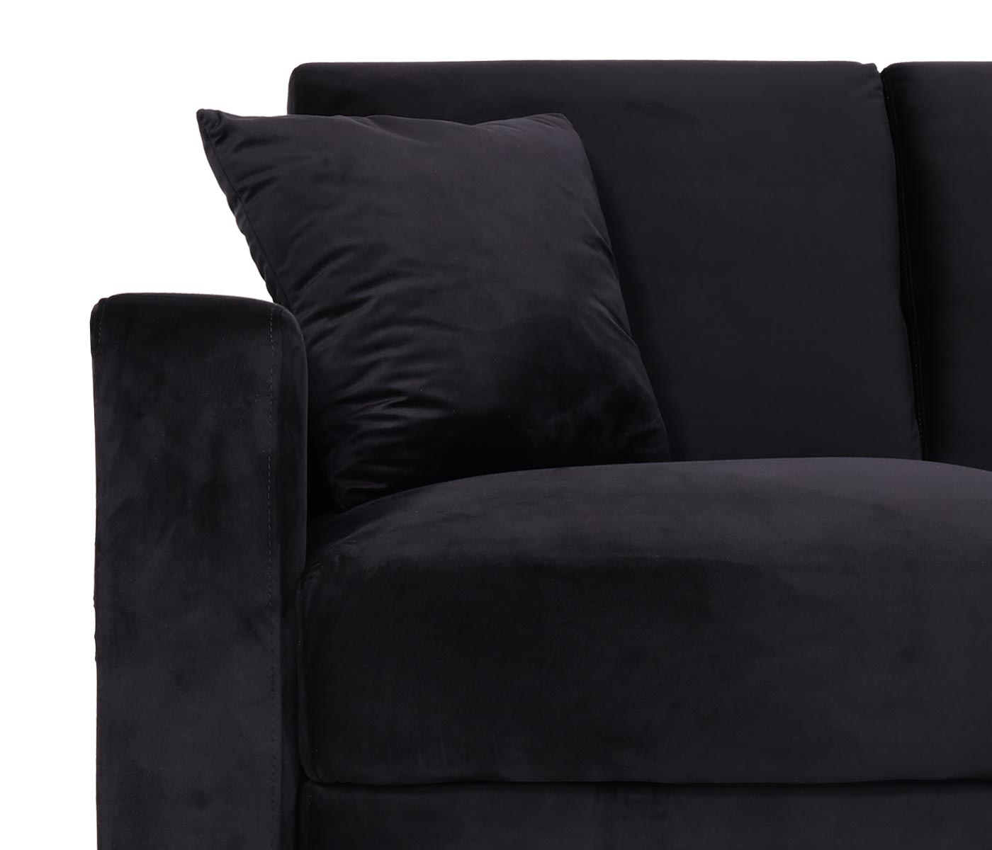 Cosmo Casa - Bank met Voetenbank - Slaapfunctie - Fluweel - Zwart - 217×145 cm