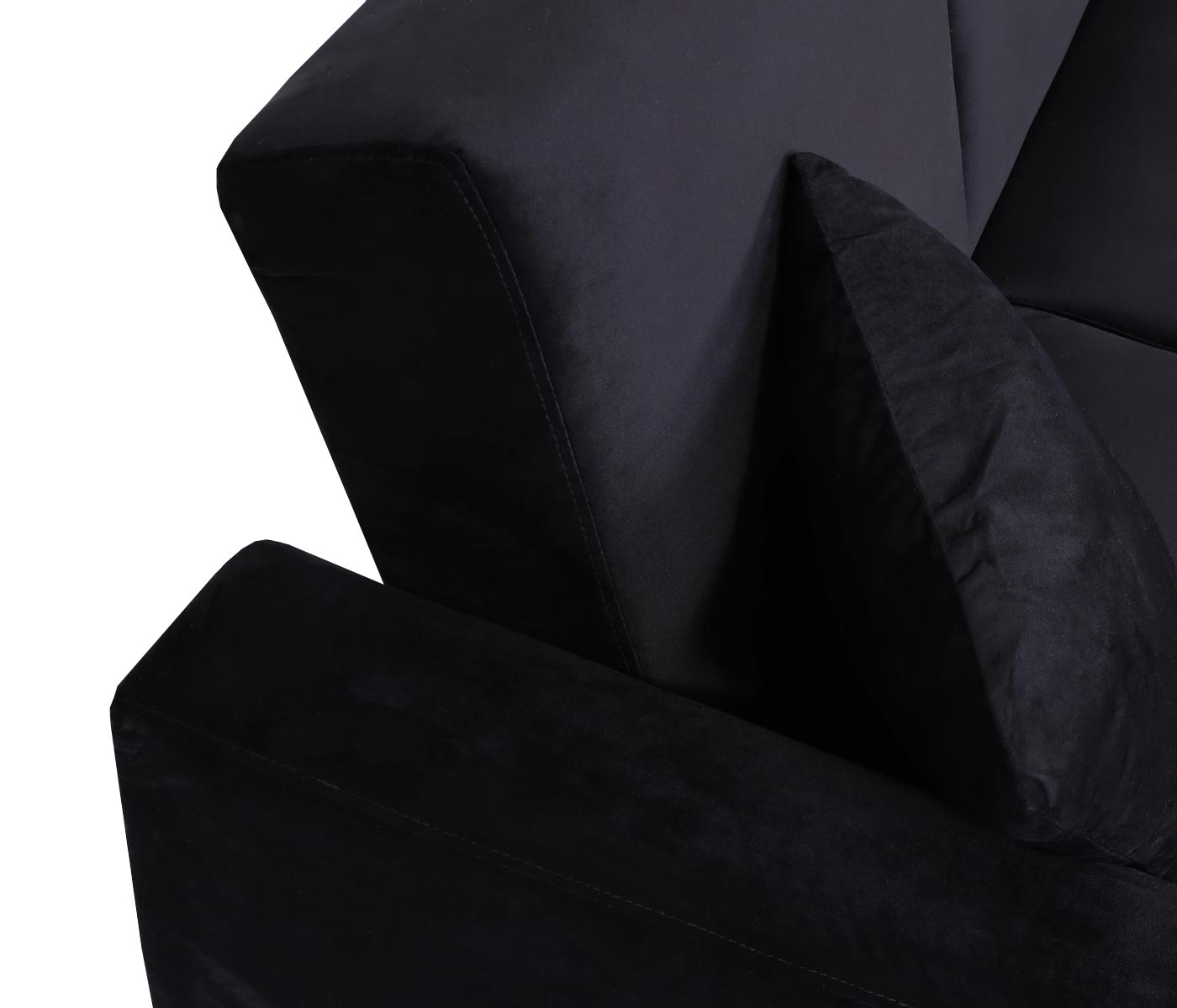 Cosmo Casa - Bank met Voetenbank - Slaapfunctie - Fluweel - Zwart - 217×145 cm