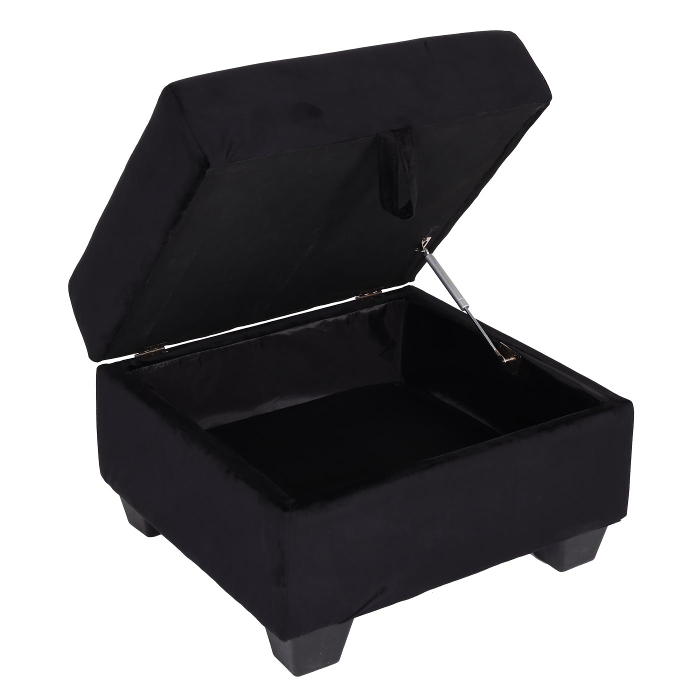 Cosmo Casa - Bank met Voetenbank - Slaapfunctie - Fluweel - Zwart - 217×145 cm