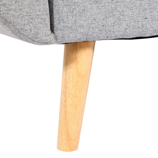 Cosmo Casa - Slaapbank met Hocker - Slaapfunctie - Textiel - Lichtgrijs - 218×175 cm