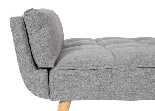 Cosmo Casa - Slaapbank met Hocker - Slaapfunctie - Textiel - Lichtgrijs - 218×175 cm