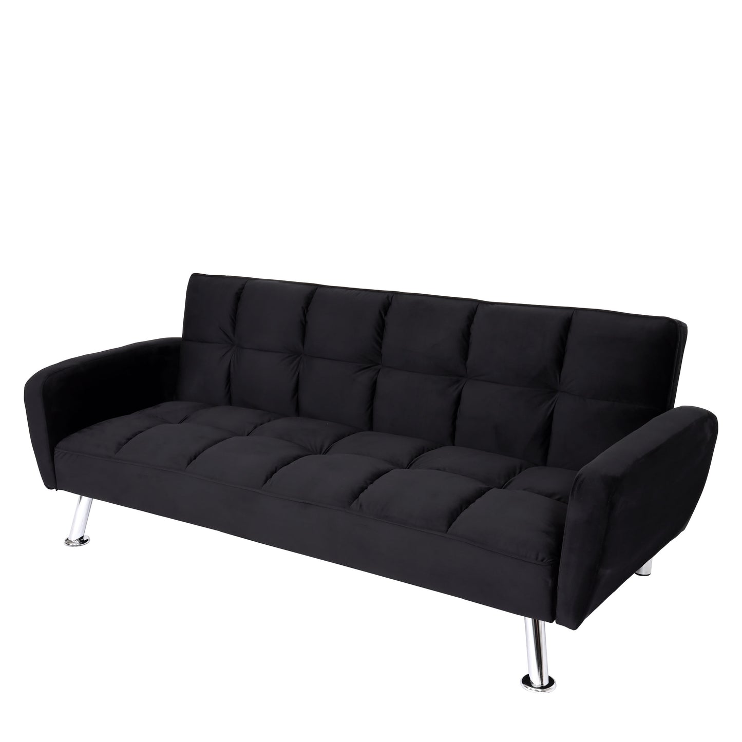 Cosmo Casa - Bank - Slaapfunctie - Fluweel - Zwart - 203 cm