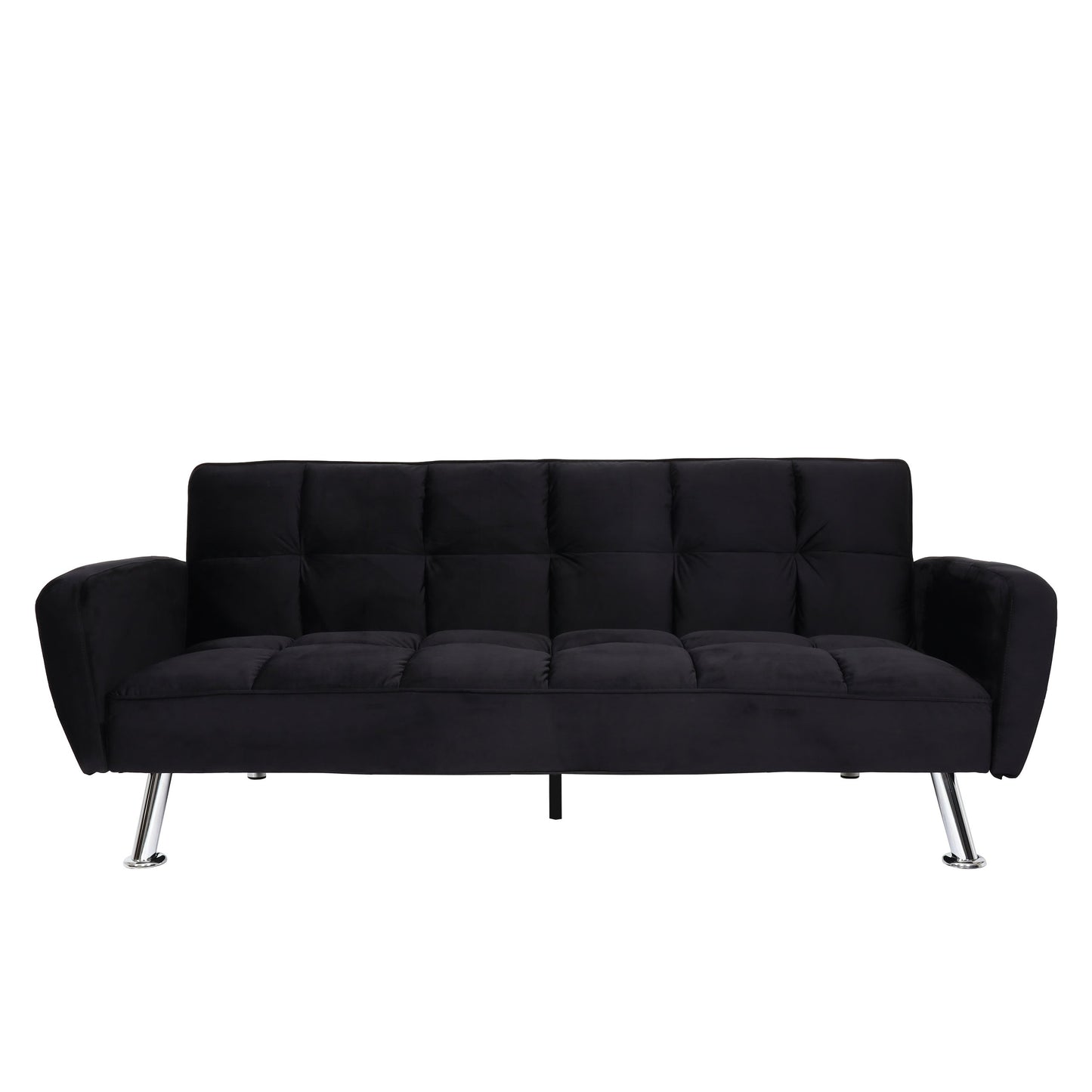 Cosmo Casa - Bank - Slaapfunctie - Fluweel - Zwart - 203 cm