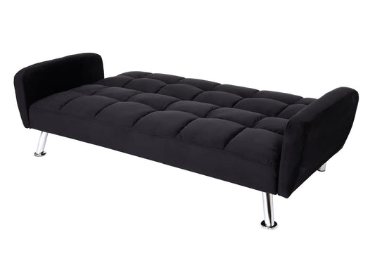 Cosmo Casa - Bank - Slaapfunctie - Fluweel - Zwart - 203 cm