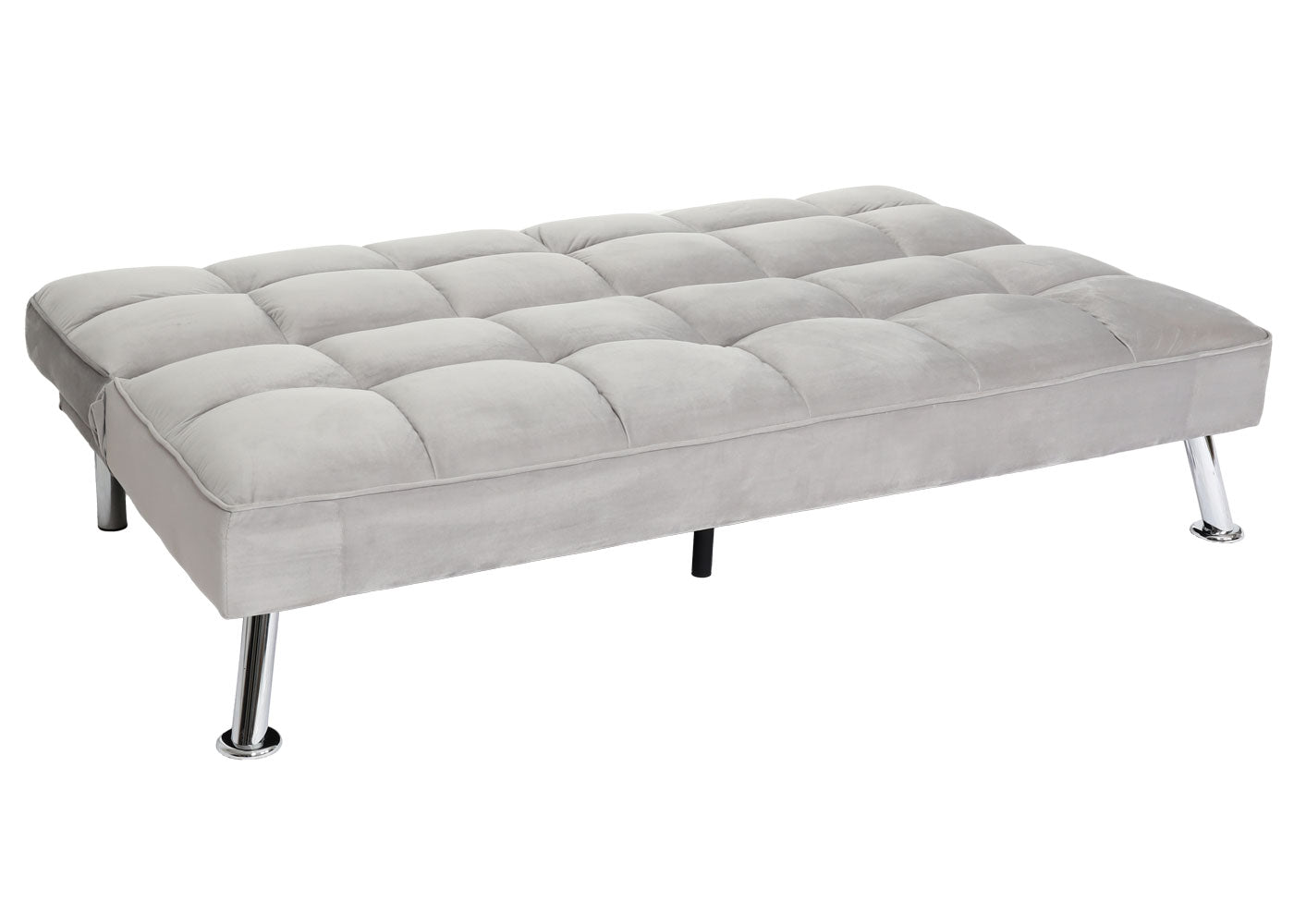 Cosmo Casa - Bank - Slaapfunctie - Fluweel - Grijs - 181×107 cm