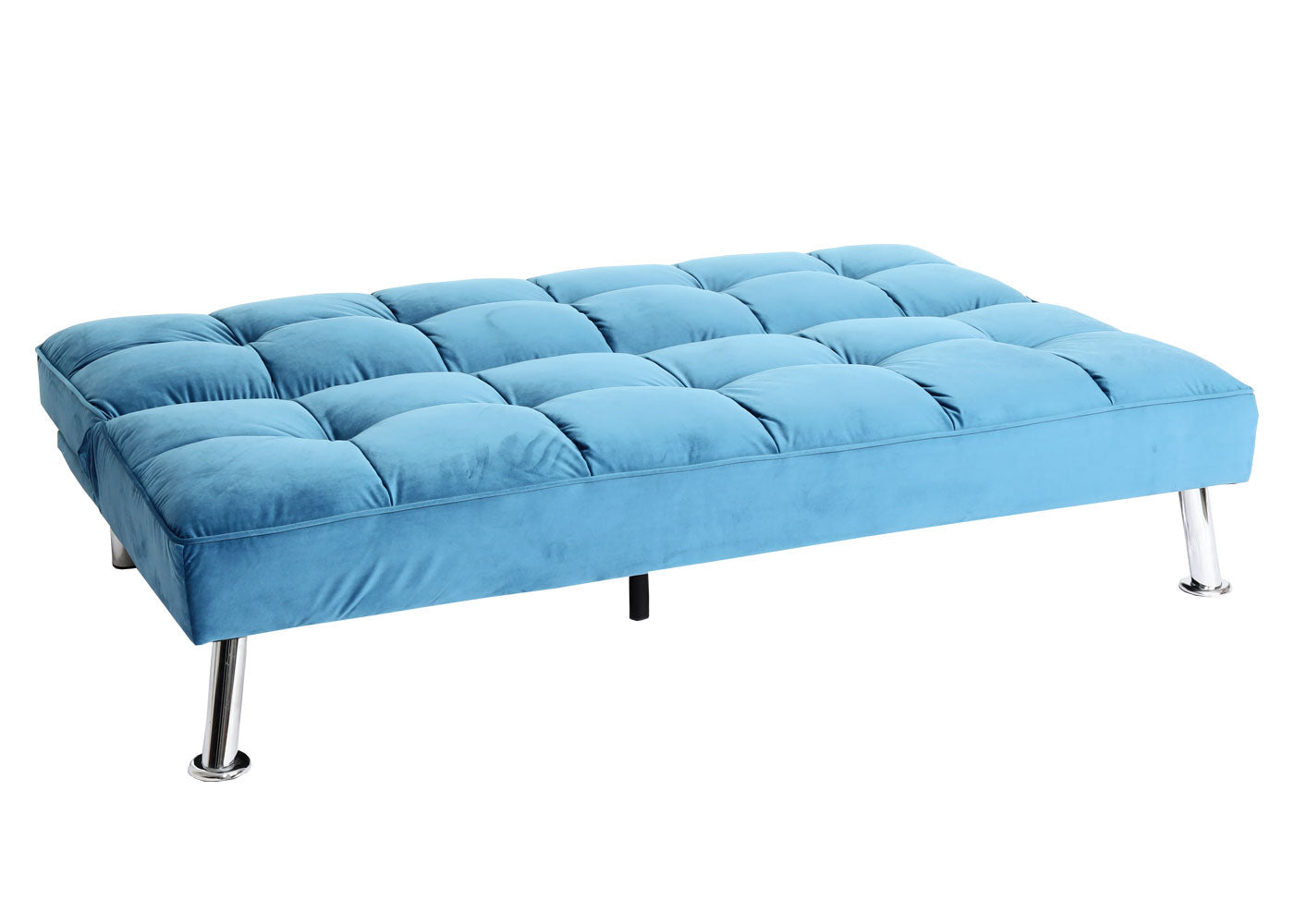 Cosmo Casa - Bank - Slaapfunctie - Fluweel - Blauw - 181×107 cm