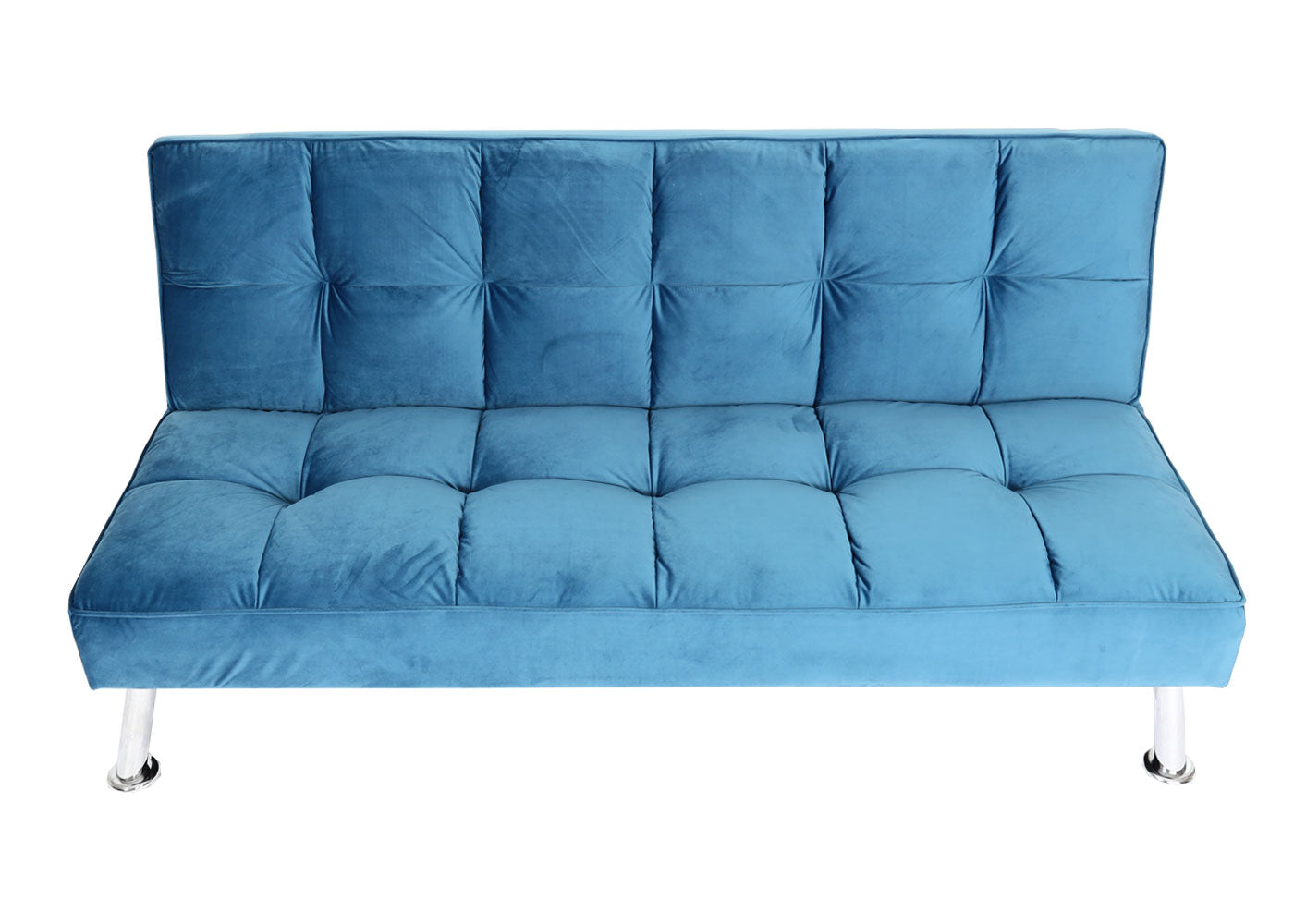 Cosmo Casa - Bank - Slaapfunctie - Fluweel - Blauw - 181×107 cm