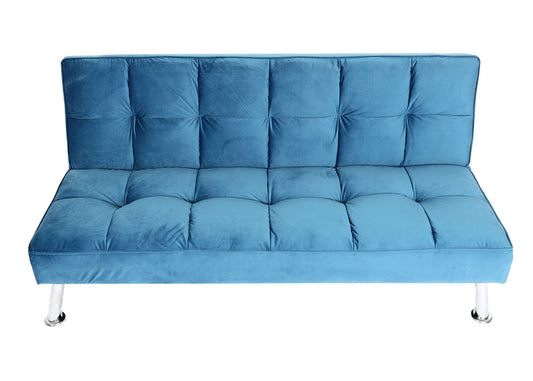 Cosmo Casa - Bank - Slaapfunctie - Fluweel - Blauw - 181×107 cm