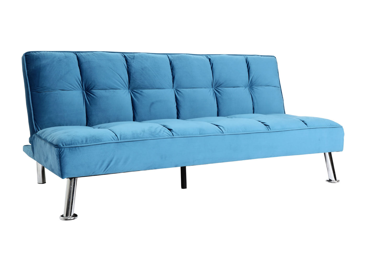 Cosmo Casa - Bank - Slaapfunctie - Fluweel - Blauw - 181×107 cm
