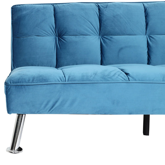 Cosmo Casa - Bank - Slaapfunctie - Fluweel - Blauw - 181×107 cm