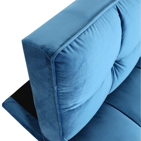 Cosmo Casa - Bank - Slaapfunctie - Fluweel - Blauw - 181×107 cm