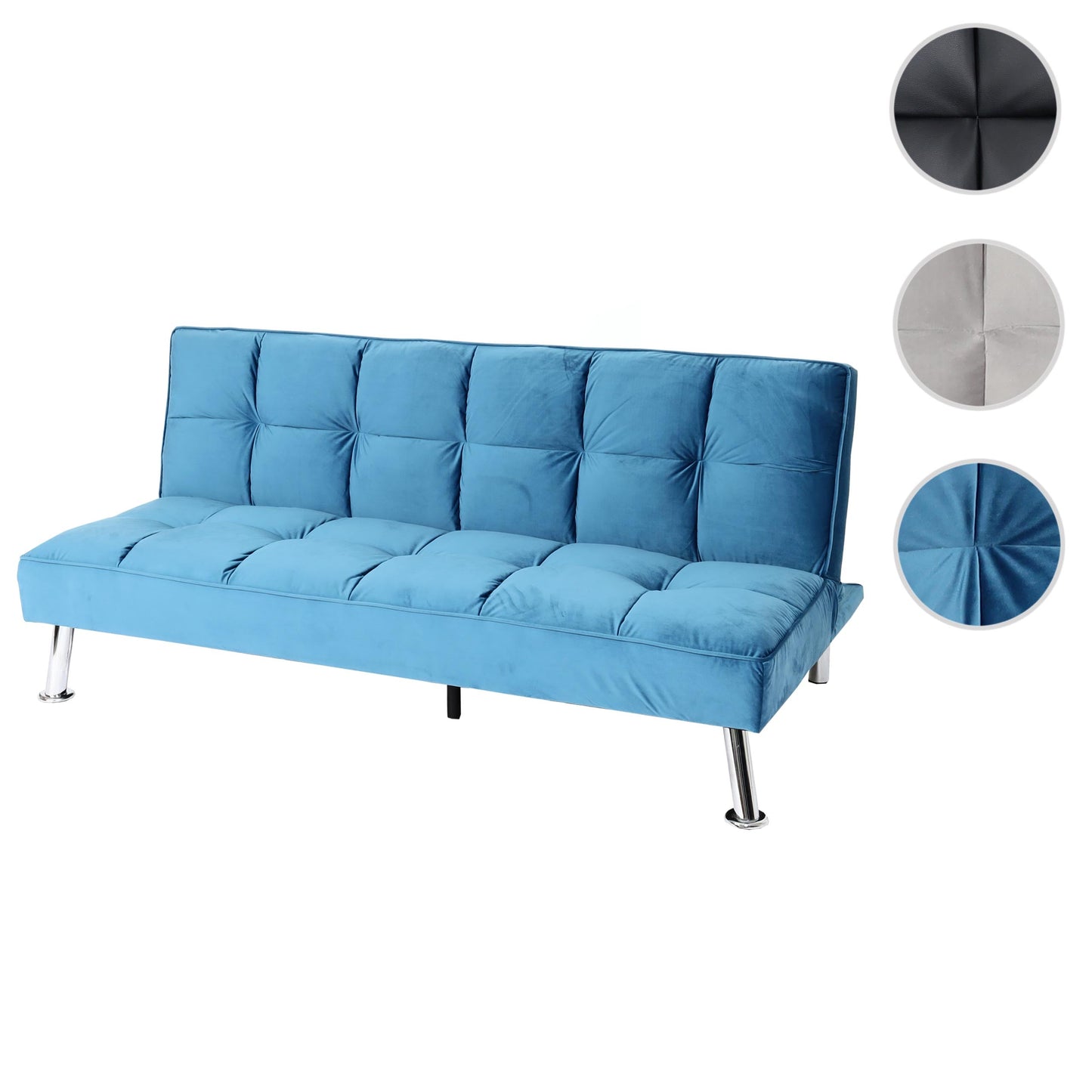 Cosmo Casa - Bank - Slaapfunctie - Fluweel - Blauw - 181×107 cm