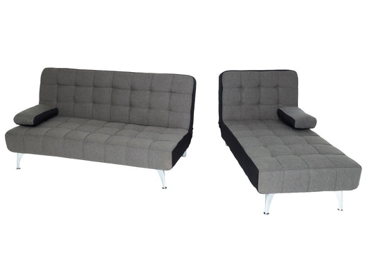Cosmo Casa - Slaapbank - Slaapfunctie - Textiel - Donkergrijs-Zwart - 236 cm