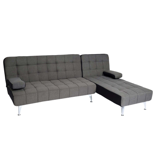 Cosmo Casa - Slaapbank - Slaapfunctie - Textiel - Donkergrijs-Zwart - 236 cm