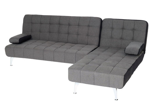 Cosmo Casa - Slaapbank - Slaapfunctie - Textiel - Donkergrijs-Zwart - 236 cm