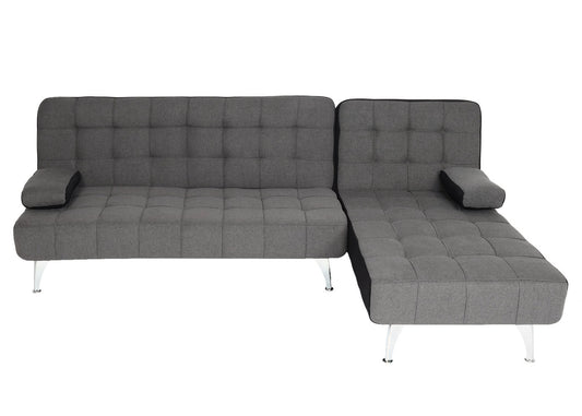 Cosmo Casa - Slaapbank - Slaapfunctie - Textiel - Donkergrijs-Zwart - 236 cm