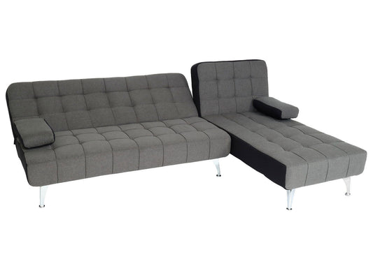 Cosmo Casa - Slaapbank - Slaapfunctie - Textiel - Donkergrijs-Zwart - 236 cm