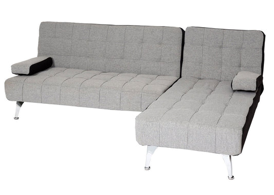 Cosmo Casa - Slaapbank - Slaapfunctie - Textiel - Lichtgrijs-Zwart - 236 cm