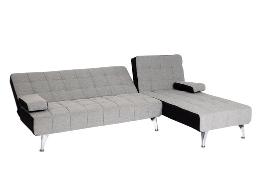 Cosmo Casa - Slaapbank - Slaapfunctie - Textiel - Lichtgrijs-Zwart - 236 cm