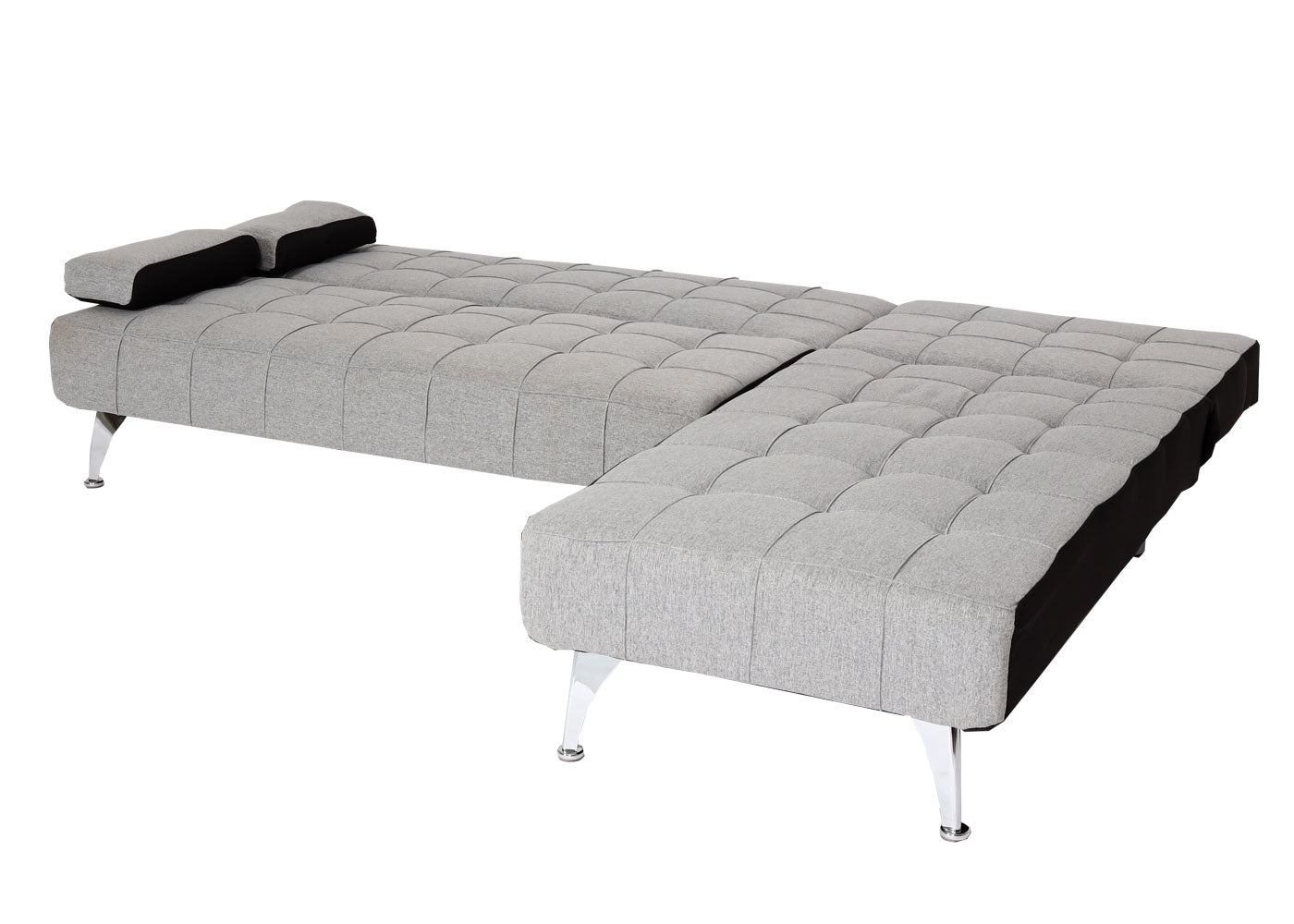 Cosmo Casa - Slaapbank - Slaapfunctie - Textiel - Lichtgrijs-Zwart - 236 cm