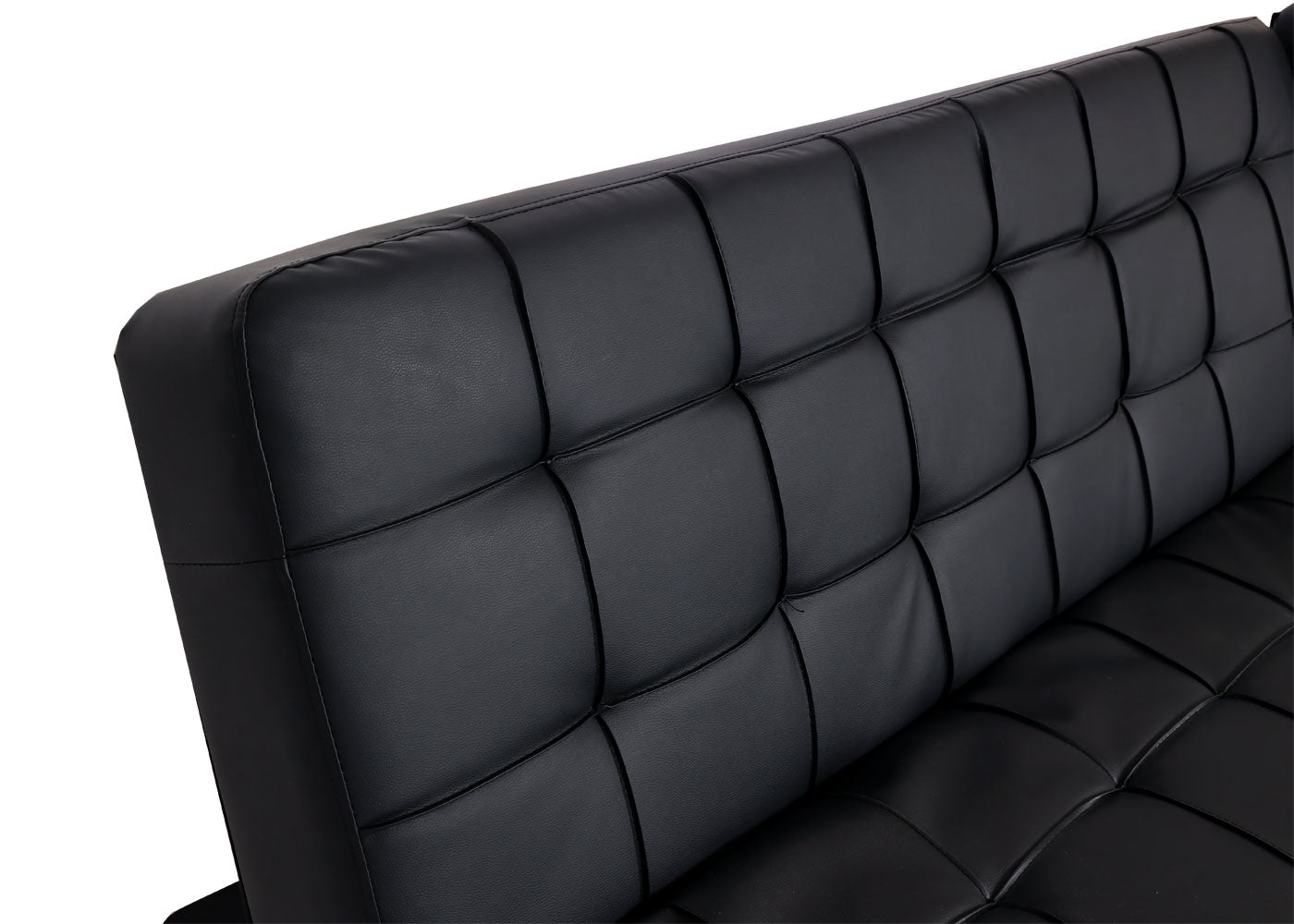 Cosmo Casa - Slaapbank - Slaapfunctie - Kunstleer - Zwart - 236 cm