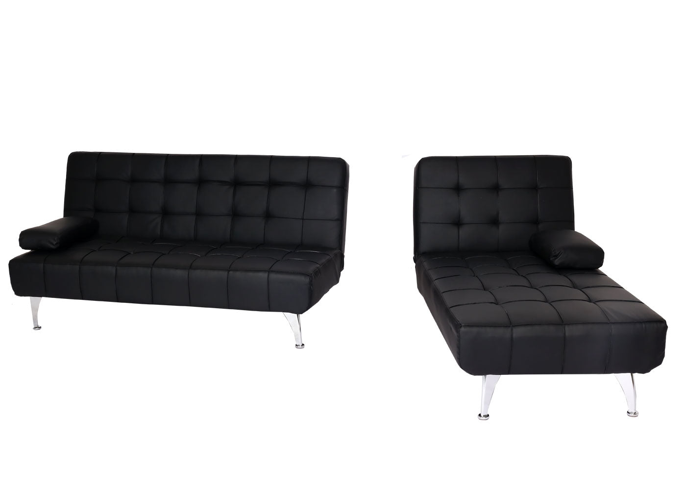 Cosmo Casa - Slaapbank - Slaapfunctie - Kunstleer - Zwart - 236 cm