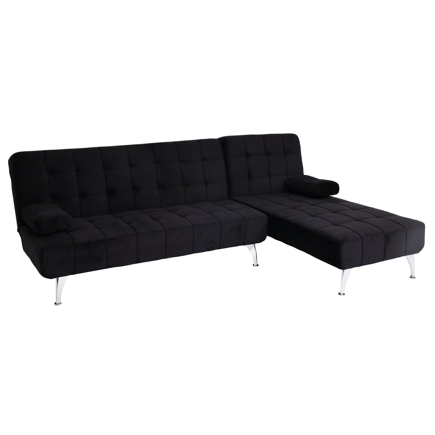 Cosmo Casa - Slaapbank - Slaapfunctie - Fluweel - Zwart - 236 cm