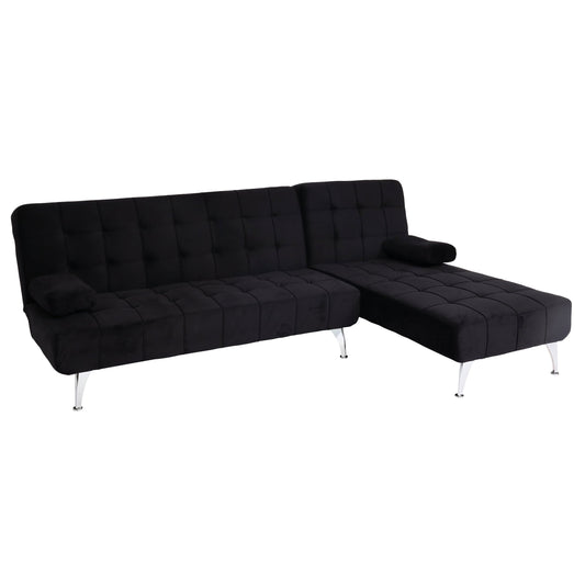Cosmo Casa - Slaapbank - Slaapfunctie - Fluweel - Zwart - 236 cm