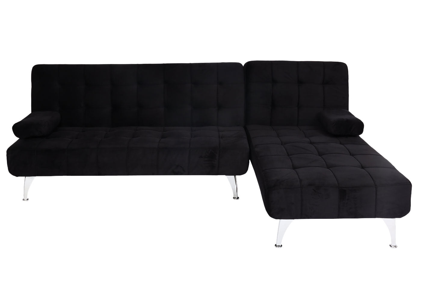 Cosmo Casa - Slaapbank - Slaapfunctie - Fluweel - Zwart - 236 cm