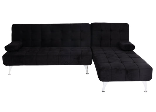 Cosmo Casa - Slaapbank - Slaapfunctie - Fluweel - Zwart - 236 cm